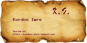 Kordos Imre névjegykártya